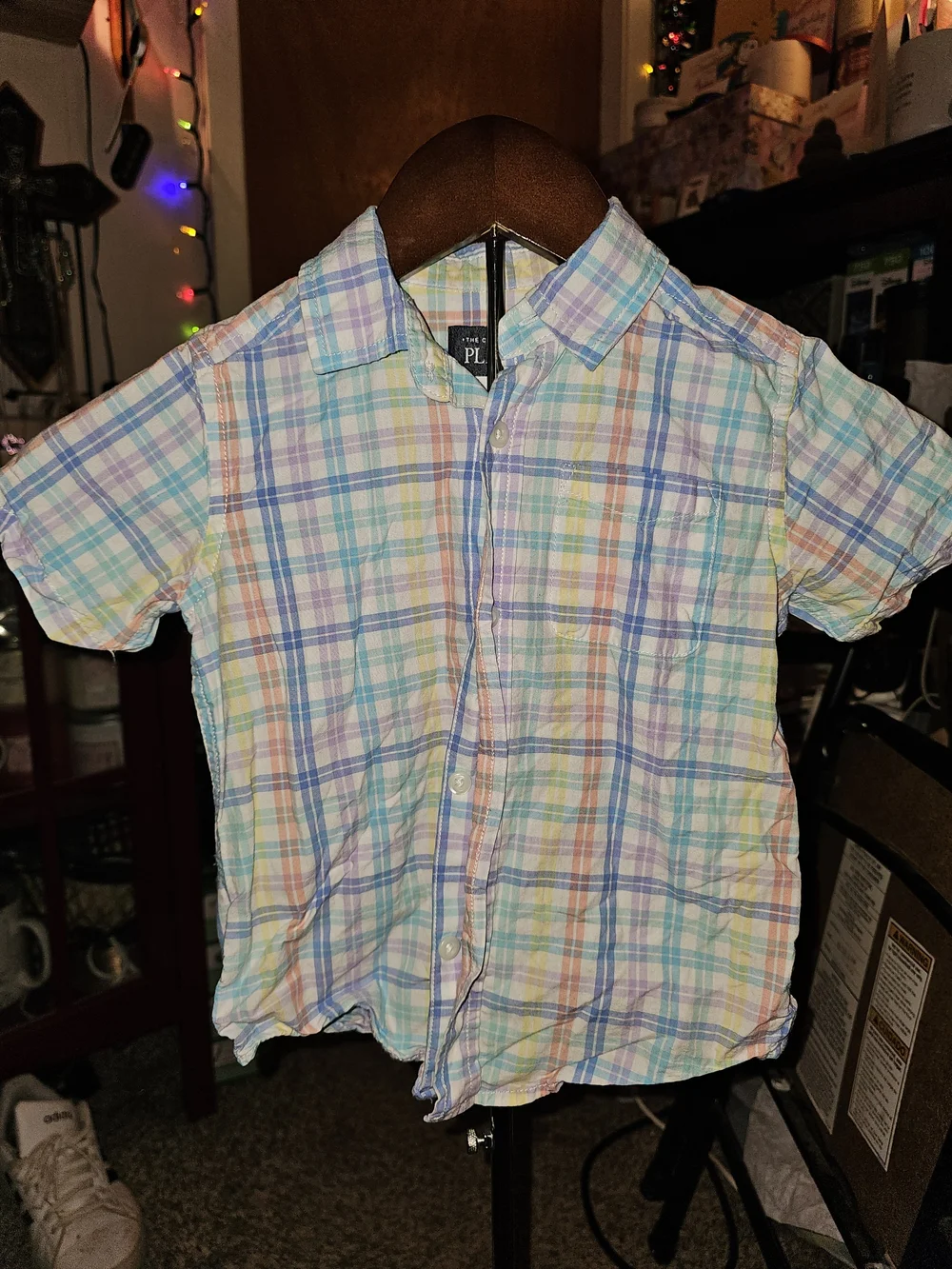 The Children's Place Pastel Plaid Button-Down Shirt - Blue, Purple, Yellow, Pink